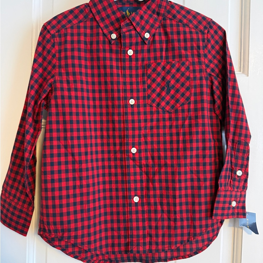 Ralph Lauren Red and Black Plaid Button Down Shirt